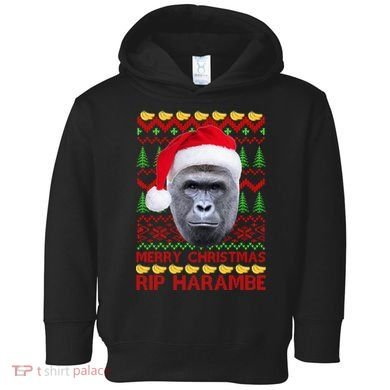 RIP Harambe Merry Ugly Christmas Sweater Toddler Hoodie