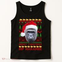 RIP Harambe Merry Ugly Christmas Sweater Tank Top thumb 2
