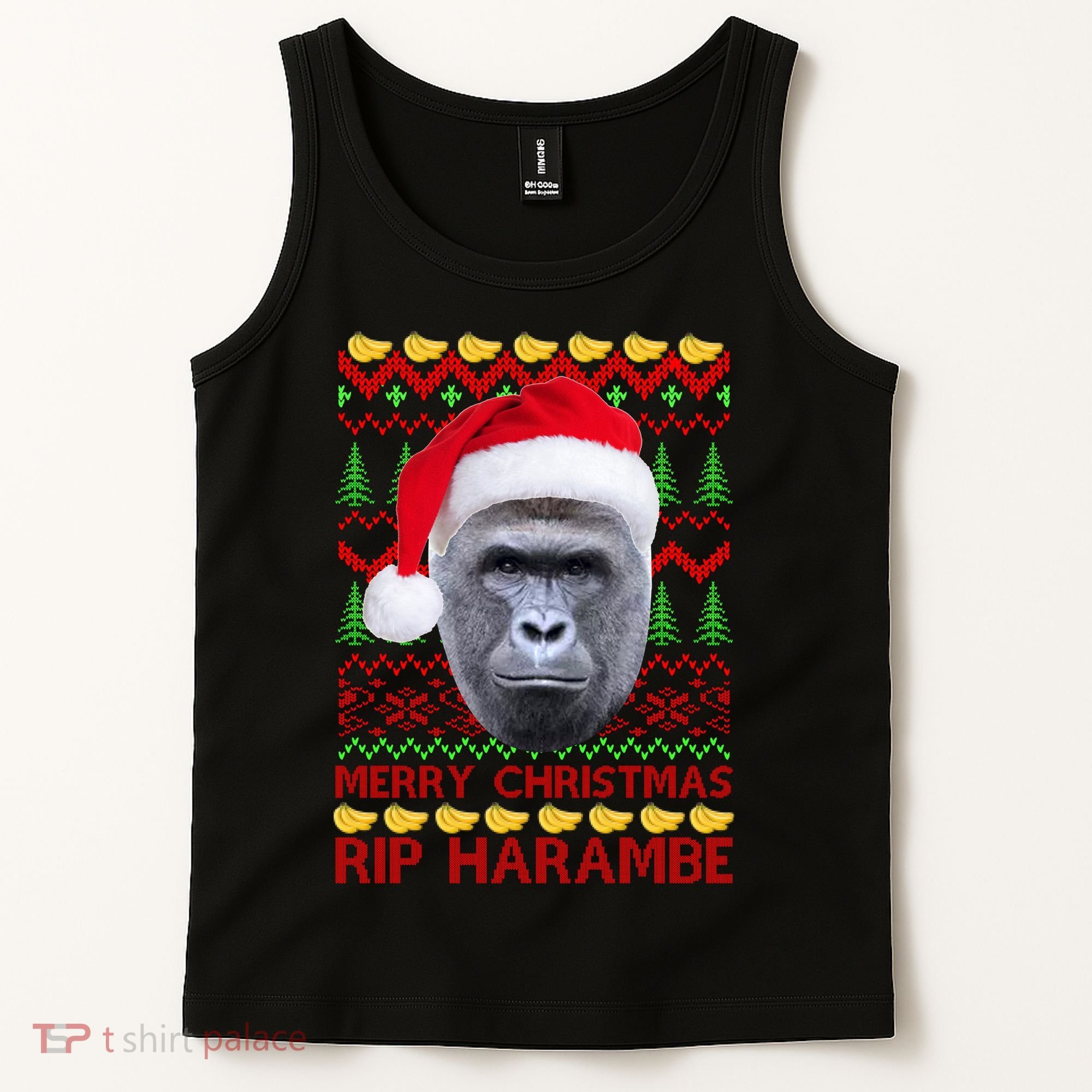 RIP Harambe Merry Ugly Christmas Sweater Tank Top