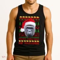RIP Harambe Merry Ugly Christmas Sweater Tank Top thumb 3