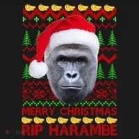 RIP Harambe Merry Ugly Christmas Sweater Tank Top thumb 6