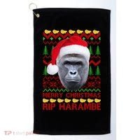 RIP Harambe Merry Ugly Christmas Sweater Golf Towel thumb 0