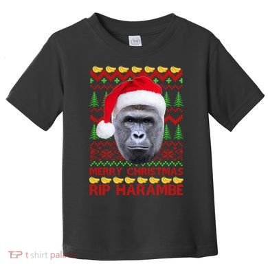 RIP Harambe Merry Ugly Christmas Sweater Toddler T-Shirt