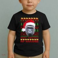 RIP Harambe Merry Ugly Christmas Sweater Toddler T-Shirt thumb 2