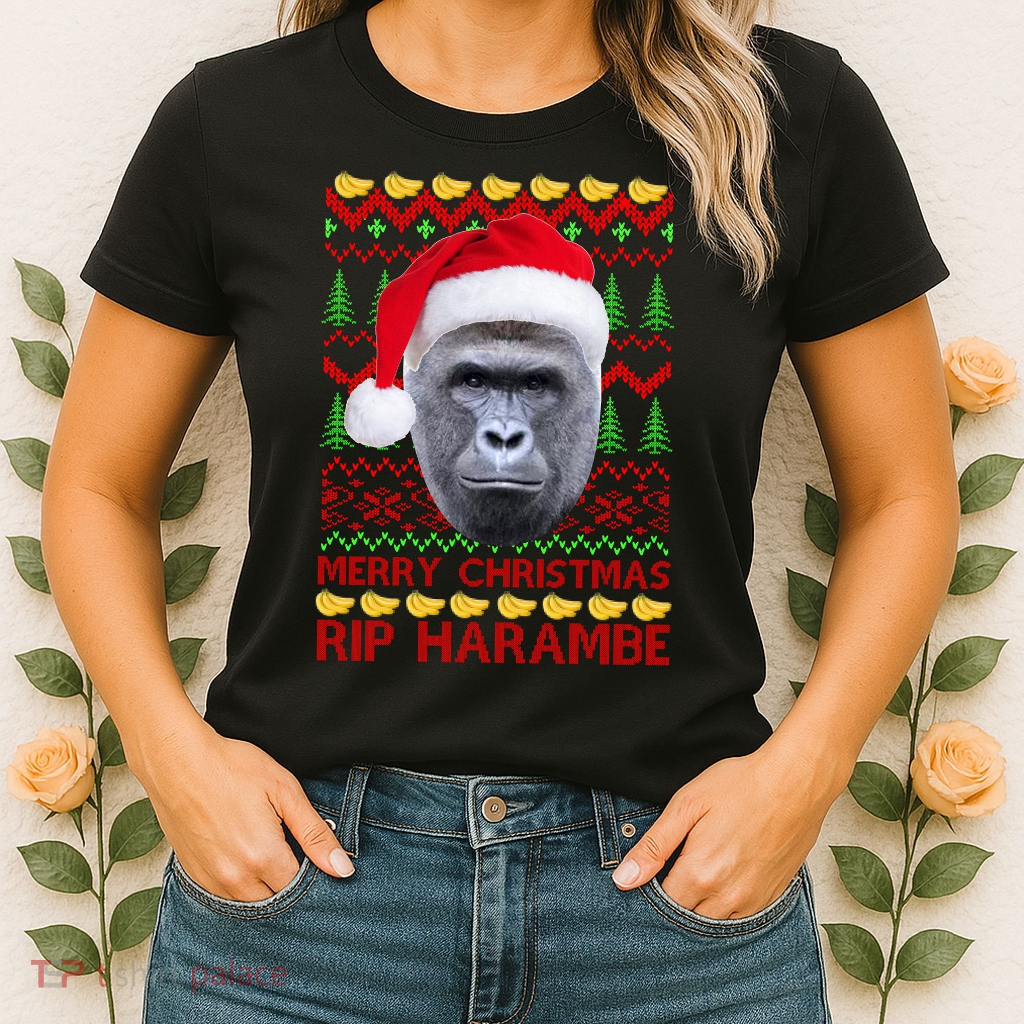 RIP Harambe Merry Ugly Christmas Sweater Women's T-Shirt