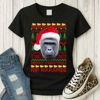 RIP Harambe Merry Ugly Christmas Sweater Women's T-Shirt thumb 3