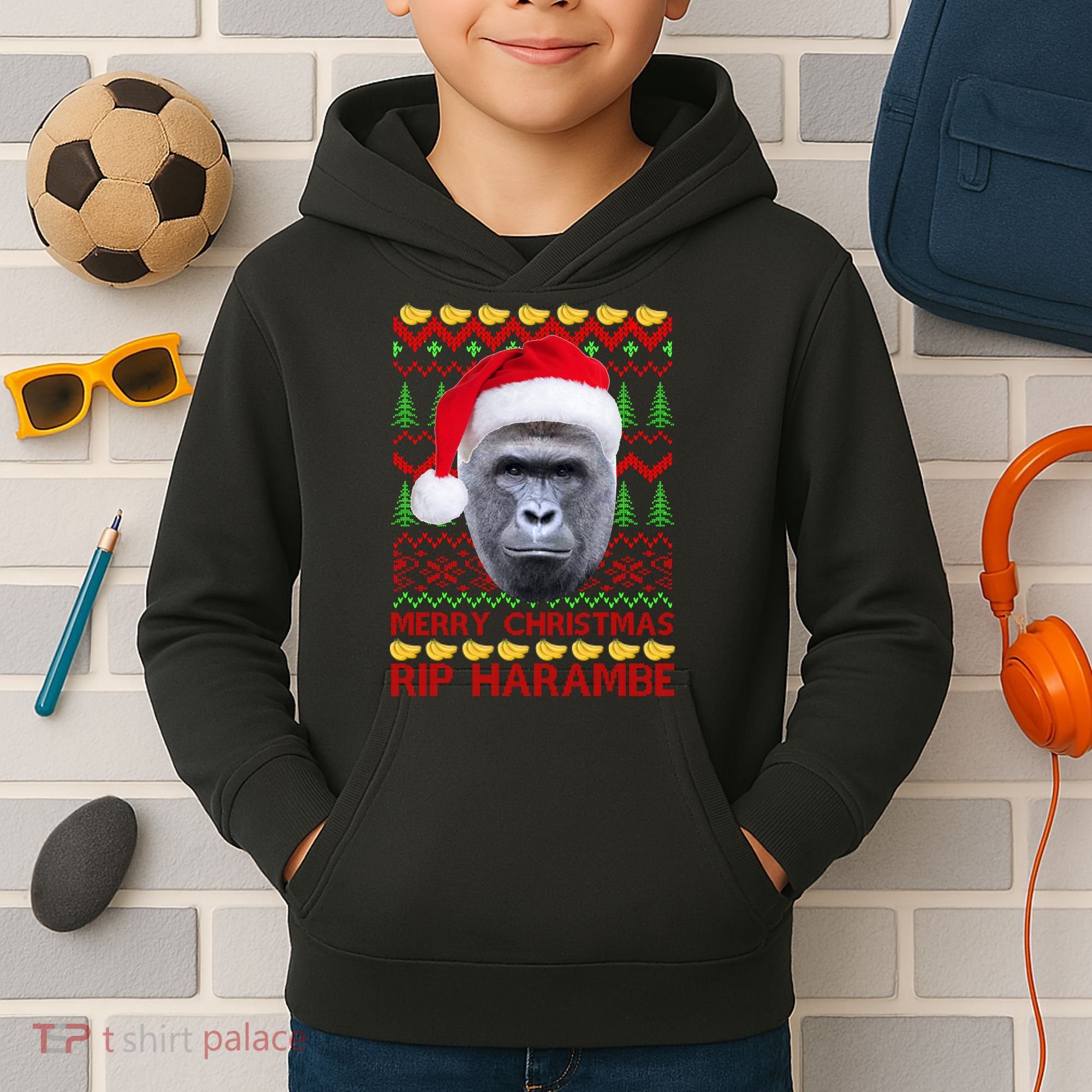 RIP Harambe Merry Ugly Christmas Sweater Kids Hoodie