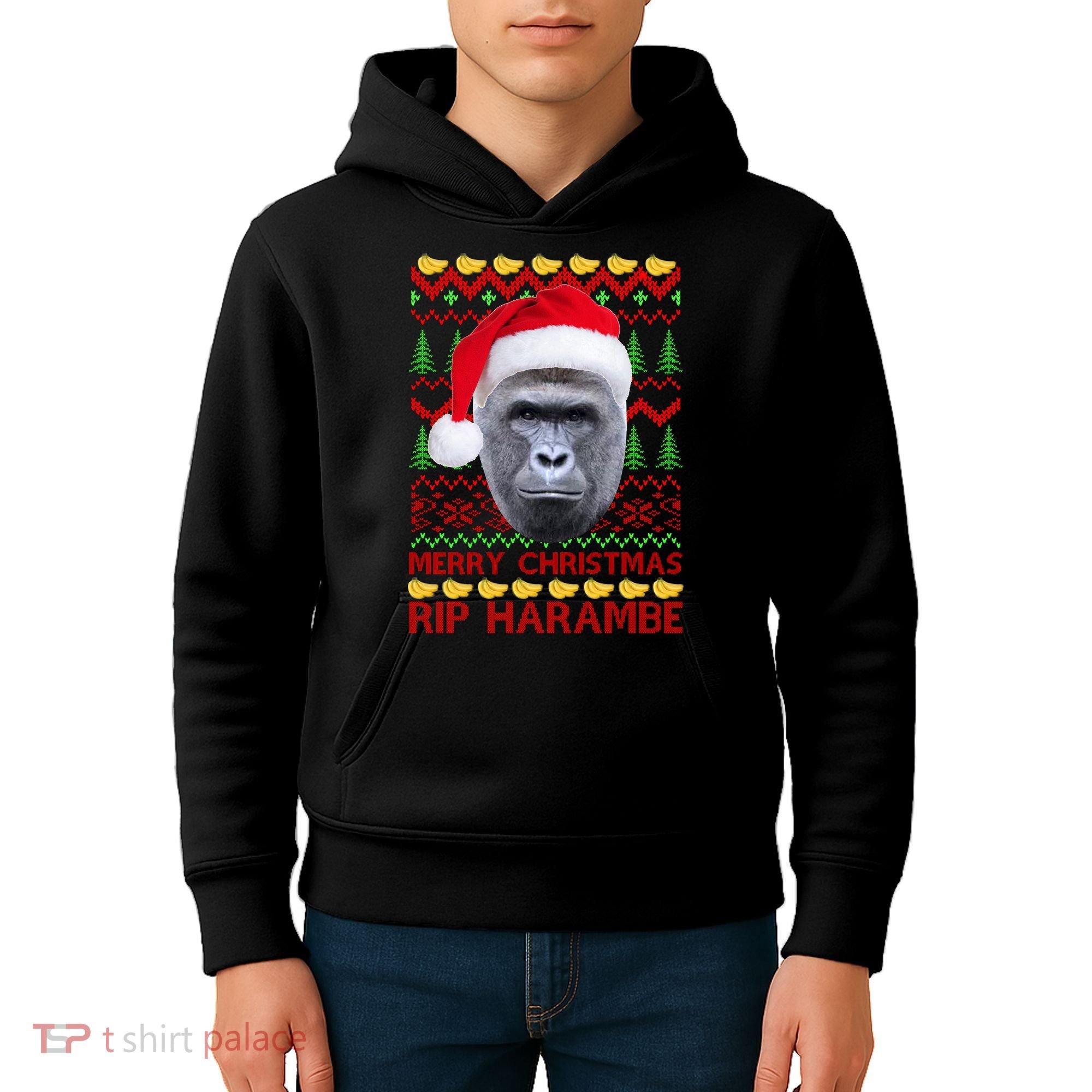 RIP Harambe Merry Ugly Christmas Sweater Kids Hoodie