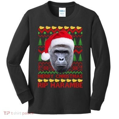 RIP Harambe Merry Ugly Christmas Sweater Kids Long Sleeve Shirt