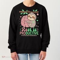 Rest Is Productive Funny Sloth Mental Health Awareness Gift Women's Sweatshirt thumb 0