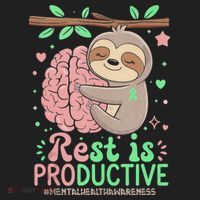 Rest Is Productive Funny Sloth Mental Health Awareness Gift Beanie thumb 2