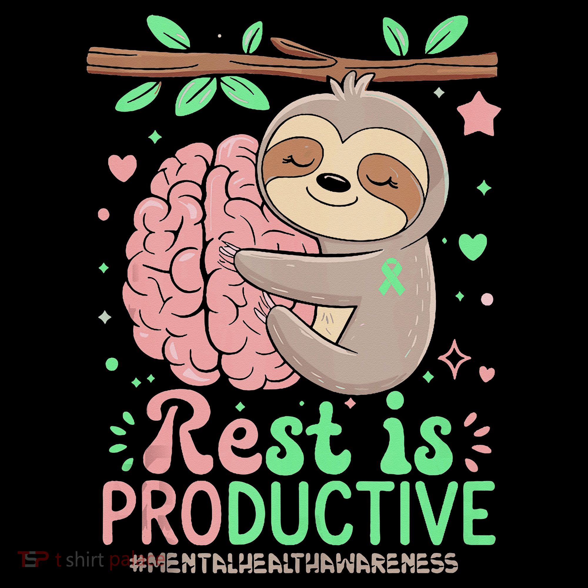 Rest Is Productive Funny Sloth Mental Health Awareness Gift Women's Hoodie
