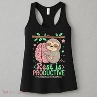 Rest Is Productive Funny Sloth Mental Health Awareness Gift Women's Tank Top thumb 3