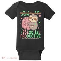 Rest Is Productive Funny Sloth Mental Health Awareness Gift Baby Bodysuit thumb 0