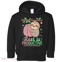 Rest Is Productive Funny Sloth Mental Health Awareness Gift Toddler Hoodie thumb 0
