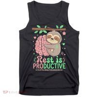 Rest Is Productive Funny Sloth Mental Health Awareness Gift Tank Top thumb 0