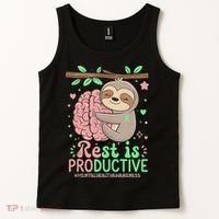Rest Is Productive Funny Sloth Mental Health Awareness Gift Tank Top thumb 2