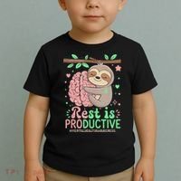 Rest Is Productive Funny Sloth Mental Health Awareness Gift Toddler T-Shirt thumb 2