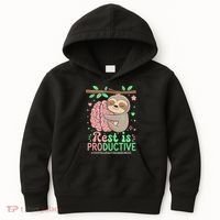 Rest Is Productive Funny Sloth Mental Health Awareness Gift Kids Hoodie thumb 0