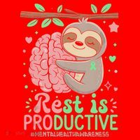 Rest Is Productive Funny Sloth Mental Health Awareness Gift Santa Hat thumb 1
