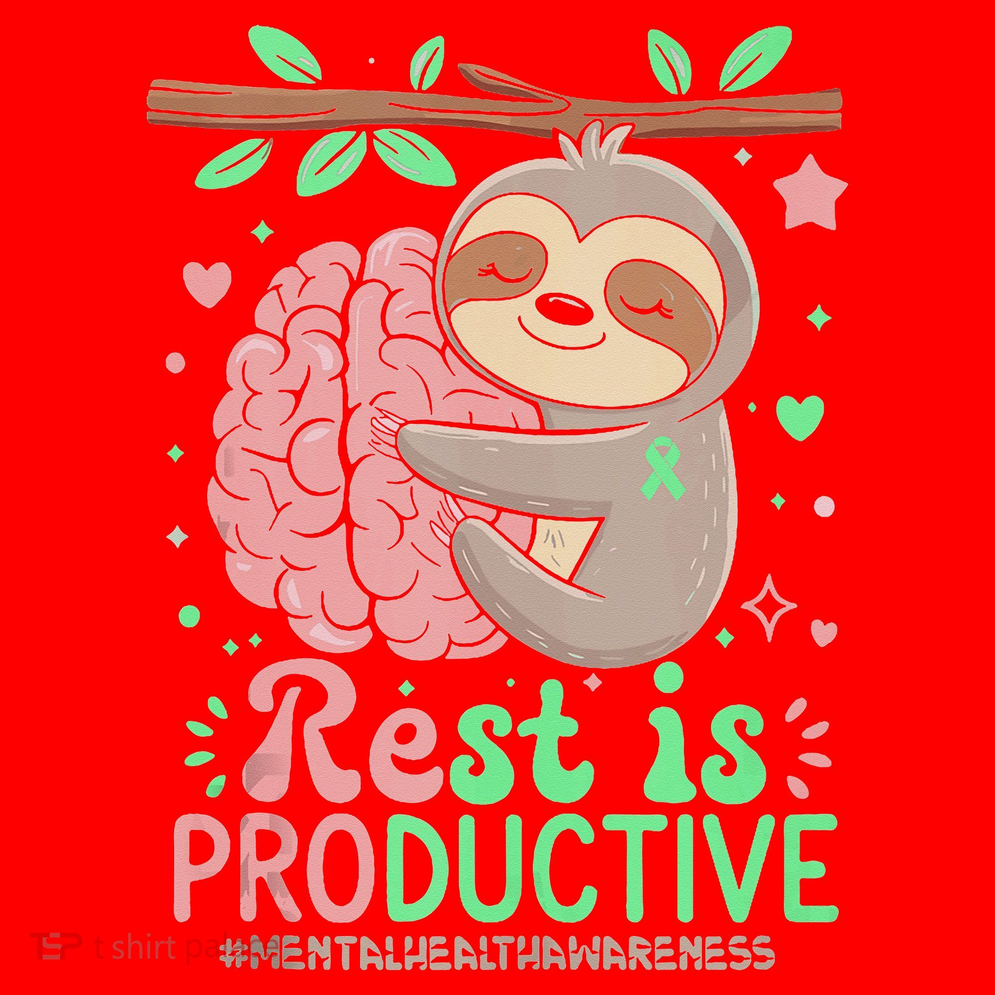 Rest Is Productive Funny Sloth Mental Health Awareness Gift Santa Hat