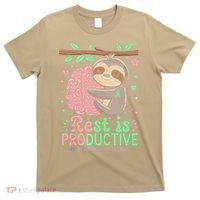 Rest Is Productive Funny Sloth Mental Health Awareness Gift T-Shirt thumb 0