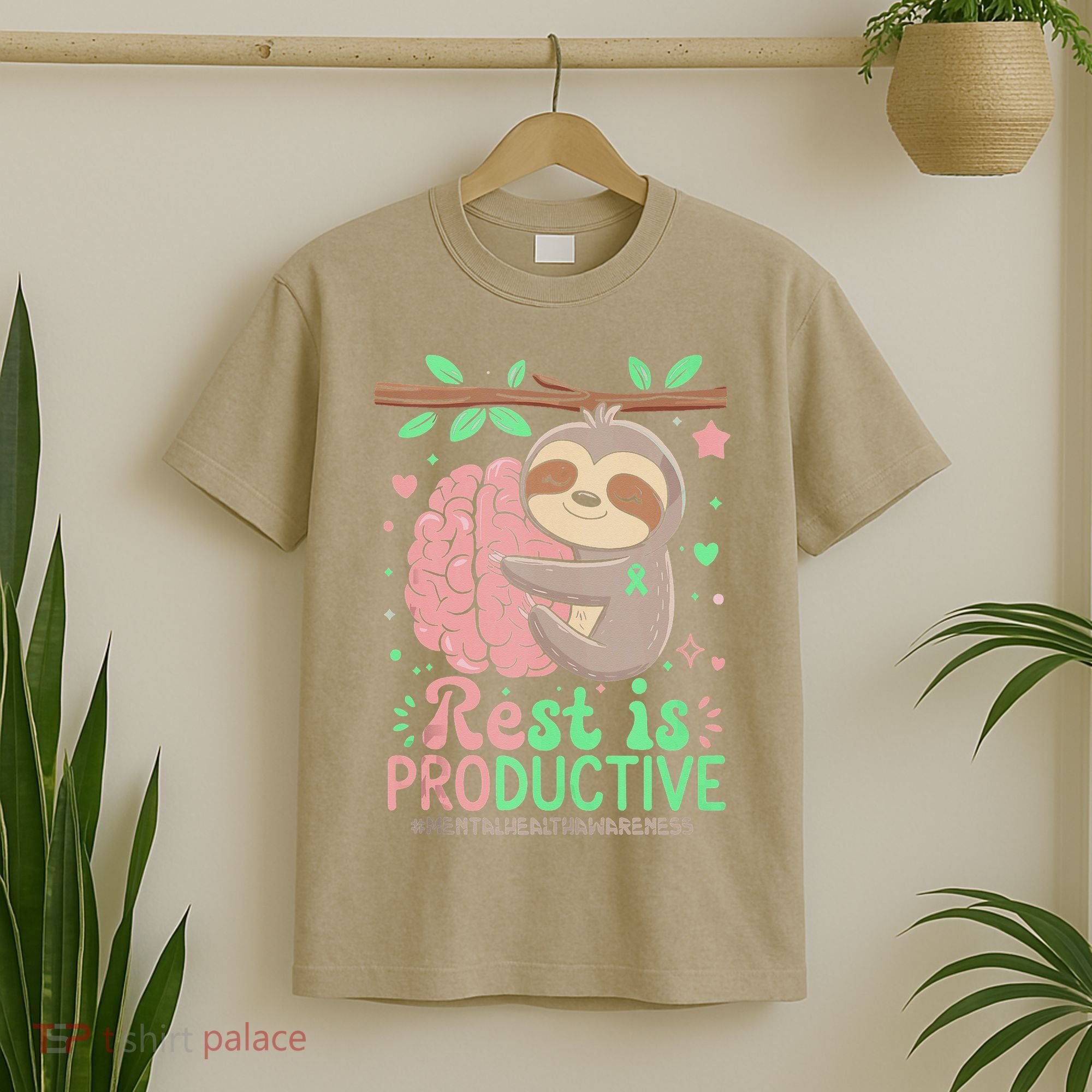 Rest Is Productive Funny Sloth Mental Health Awareness Gift T-Shirt