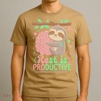 Rest Is Productive Funny Sloth Mental Health Awareness Gift T-Shirt thumb 3