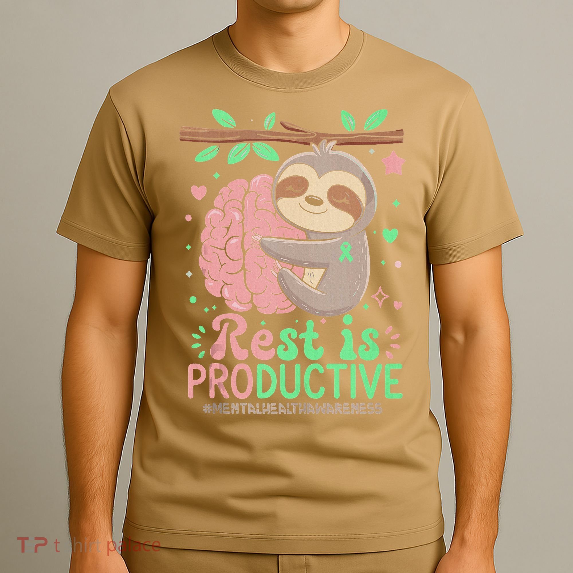 Rest Is Productive Funny Sloth Mental Health Awareness Gift T-Shirt