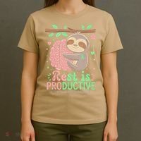 Rest Is Productive Funny Sloth Mental Health Awareness Gift T-Shirt thumb 4
