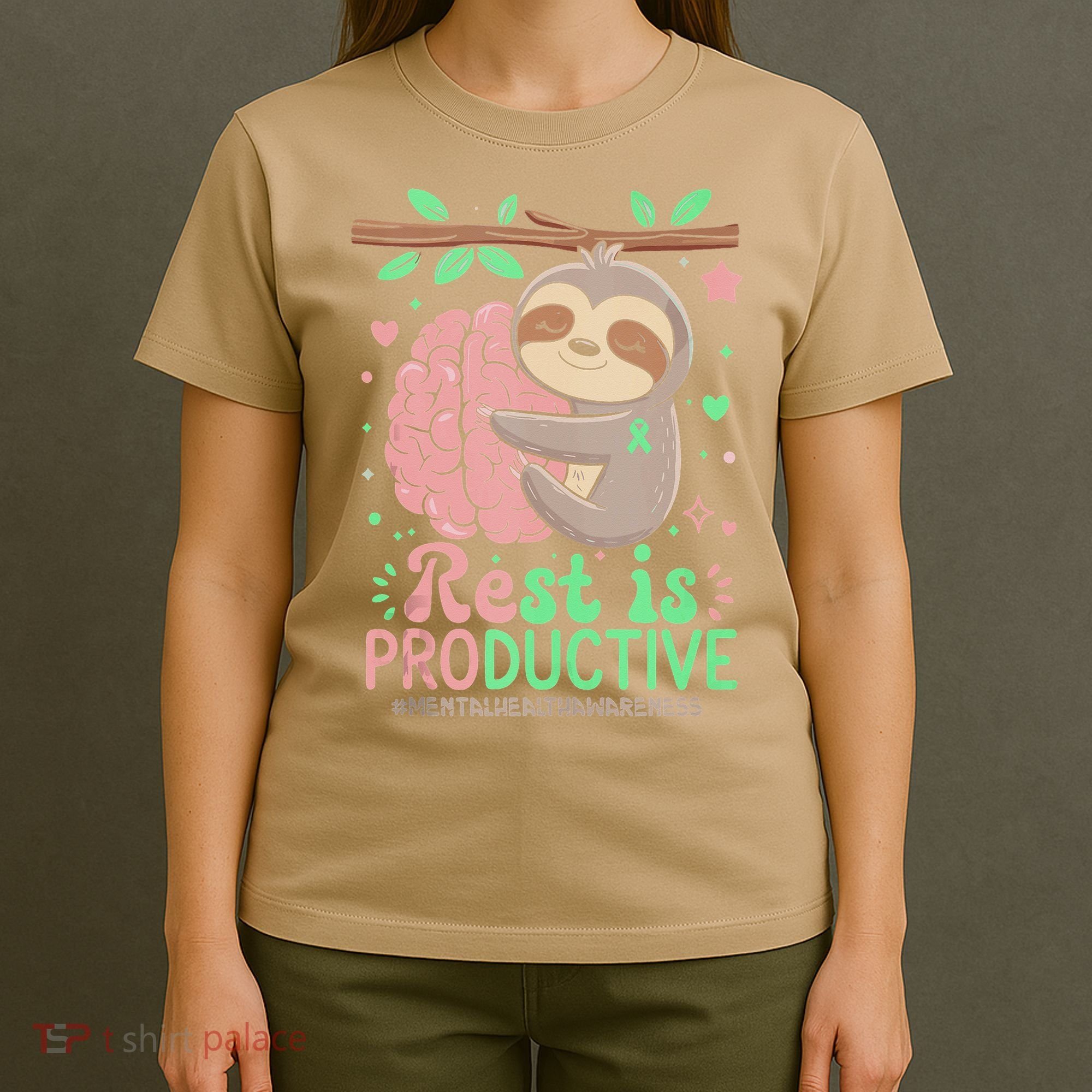 Rest Is Productive Funny Sloth Mental Health Awareness Gift T-Shirt