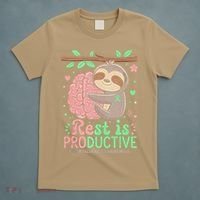 Rest Is Productive Funny Sloth Mental Health Awareness Gift T-Shirt thumb 5