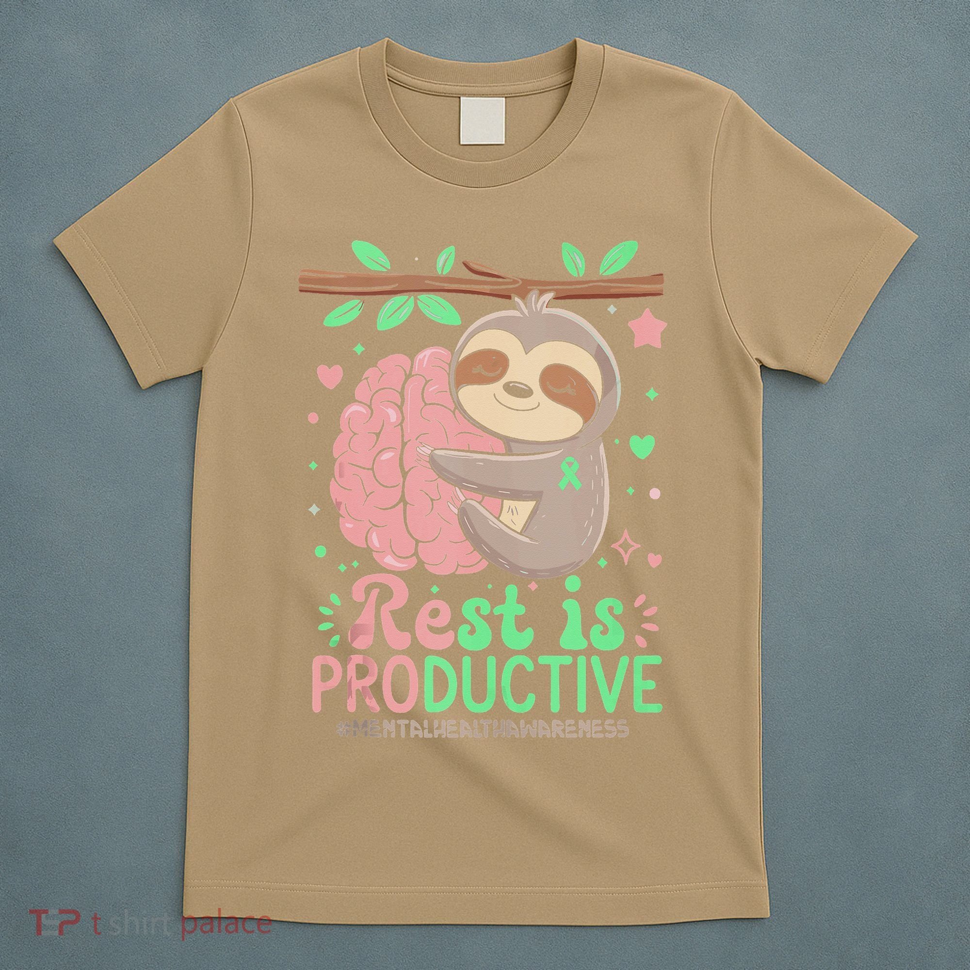 Rest Is Productive Funny Sloth Mental Health Awareness Gift T-Shirt