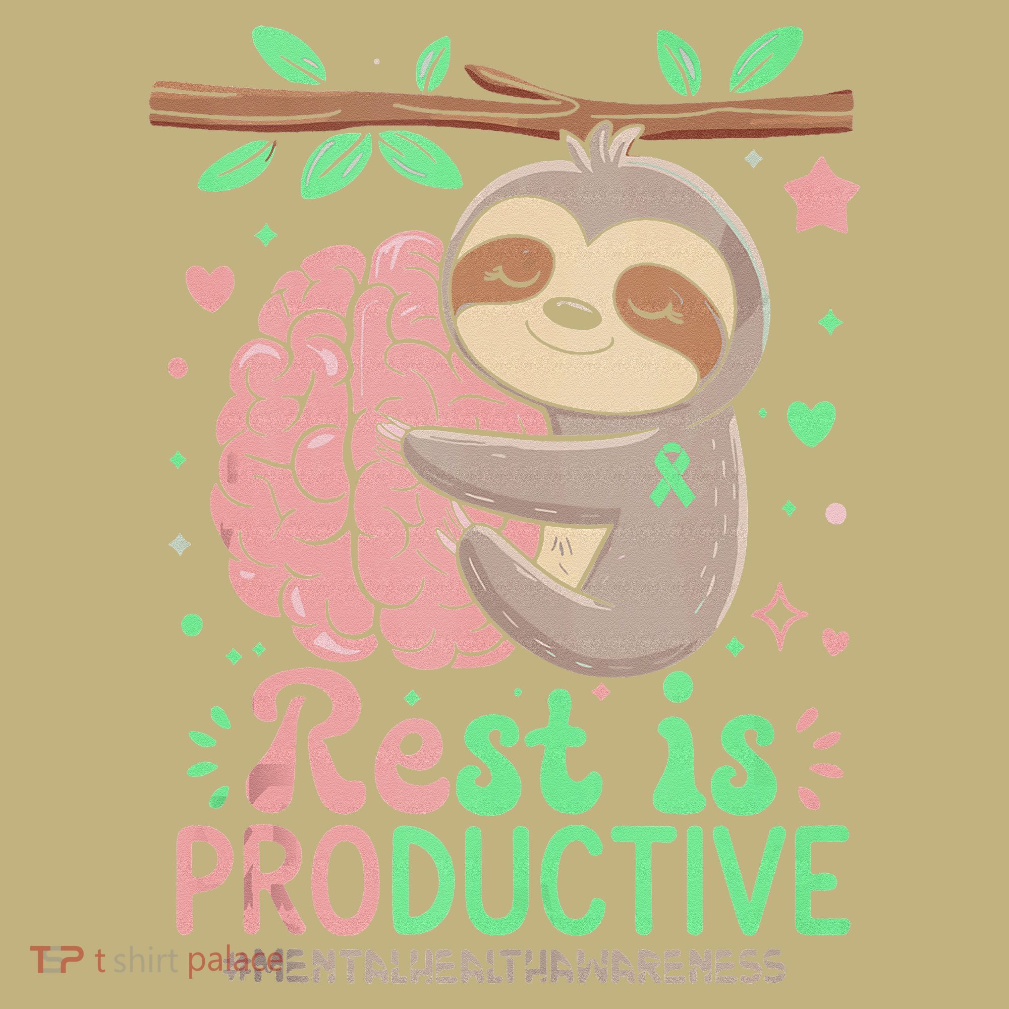 Rest Is Productive Funny Sloth Mental Health Awareness Gift Button