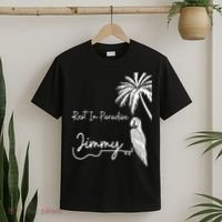 Rest In Paradise Jimmy. Parrot Heads Guitar Music Lovers T-Shirt thumb 2