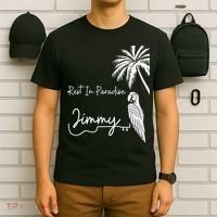 Rest In Paradise Jimmy. Parrot Heads Guitar Music Lovers T-Shirt thumb 6