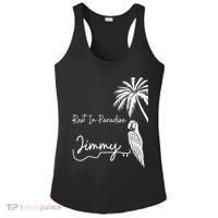 Rest In Paradise Jimmy. Parrot Heads Guitar Music Lovers Ladies PosiCharge Competitor Racerback Tank thumb 0