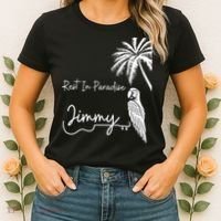 Rest In Paradise Jimmy. Parrot Heads Guitar Music Lovers Women's T-Shirt thumb 2