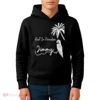 Rest In Paradise Jimmy. Parrot Heads Guitar Music Lovers Kids Hoodie thumb 4