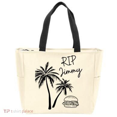 Rest In Peace Jimmy Cheeseburger Palm Trees Tote Bag