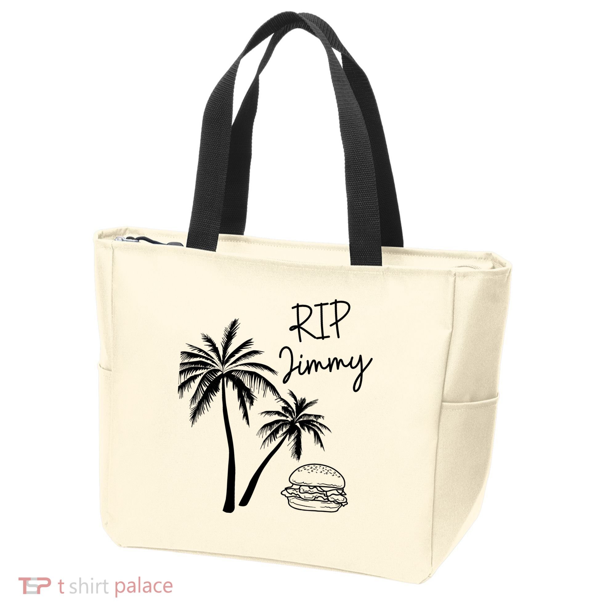 Rest In Peace Jimmy Cheeseburger Palm Trees Tote Bag