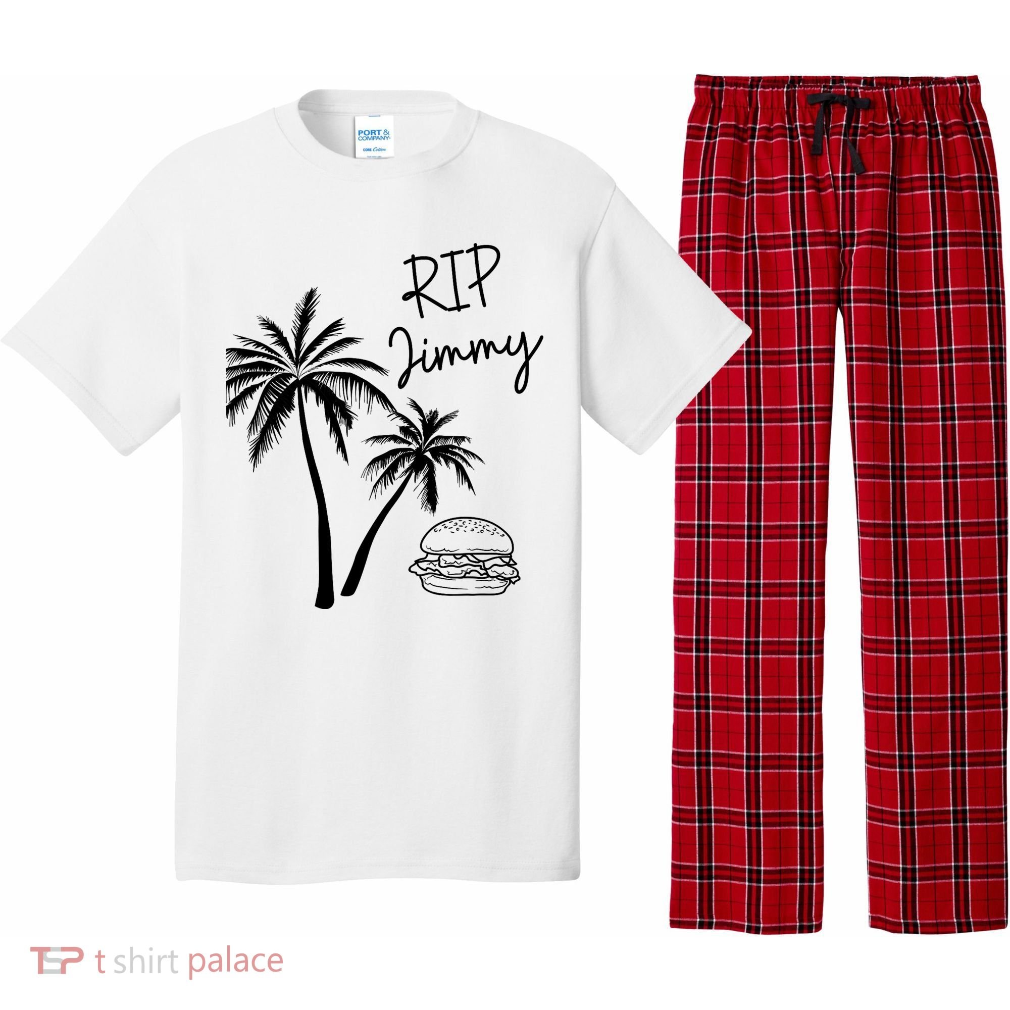 Rest In Peace Jimmy Cheeseburger Palm Trees Pajama Set