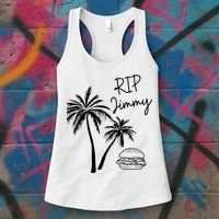 Rest In Peace Jimmy Cheeseburger Palm Trees Women's Tank Top thumb 3