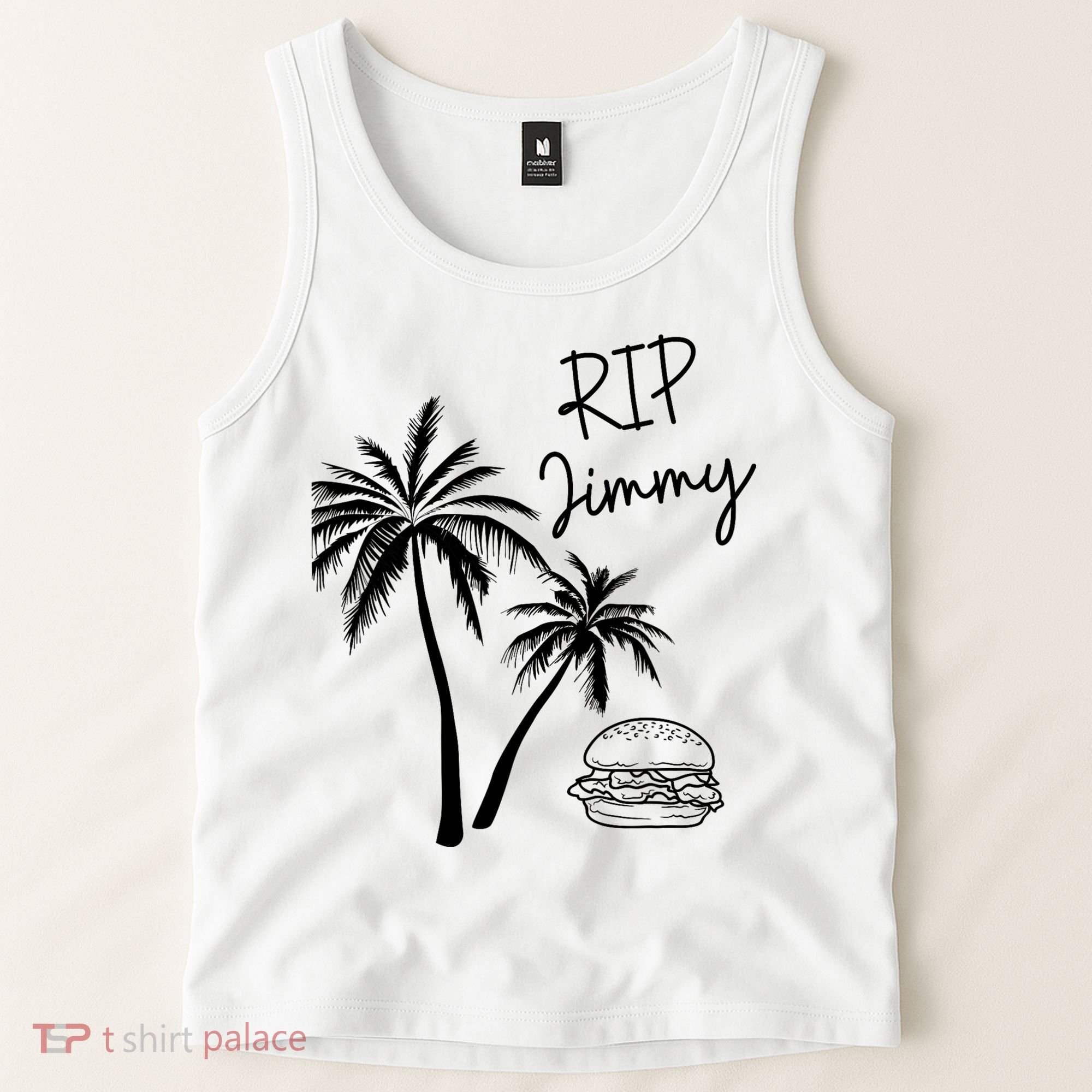Rest In Peace Jimmy Cheeseburger Palm Trees Tank Top
