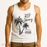 Rest In Peace Jimmy Cheeseburger Palm Trees Tank Top thumb 3