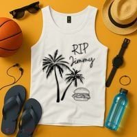 Rest In Peace Jimmy Cheeseburger Palm Trees Tank Top thumb 4