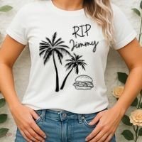 Rest In Peace Jimmy Cheeseburger Palm Trees Women's T-Shirt thumb 2