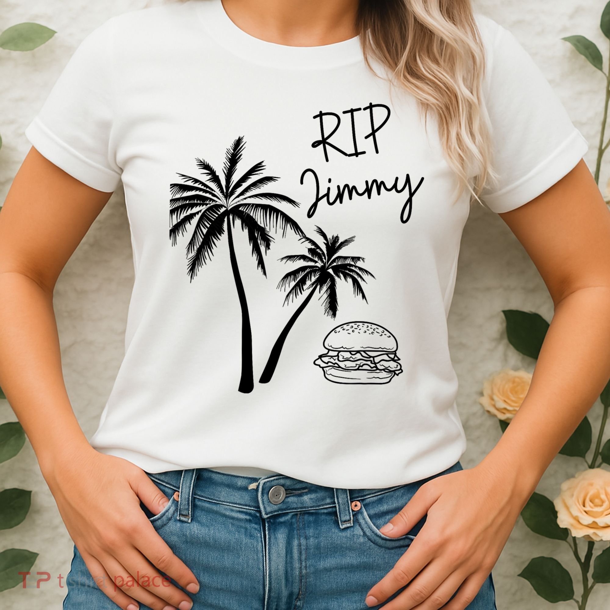 Rest In Peace Jimmy Cheeseburger Palm Trees Women's T-Shirt
