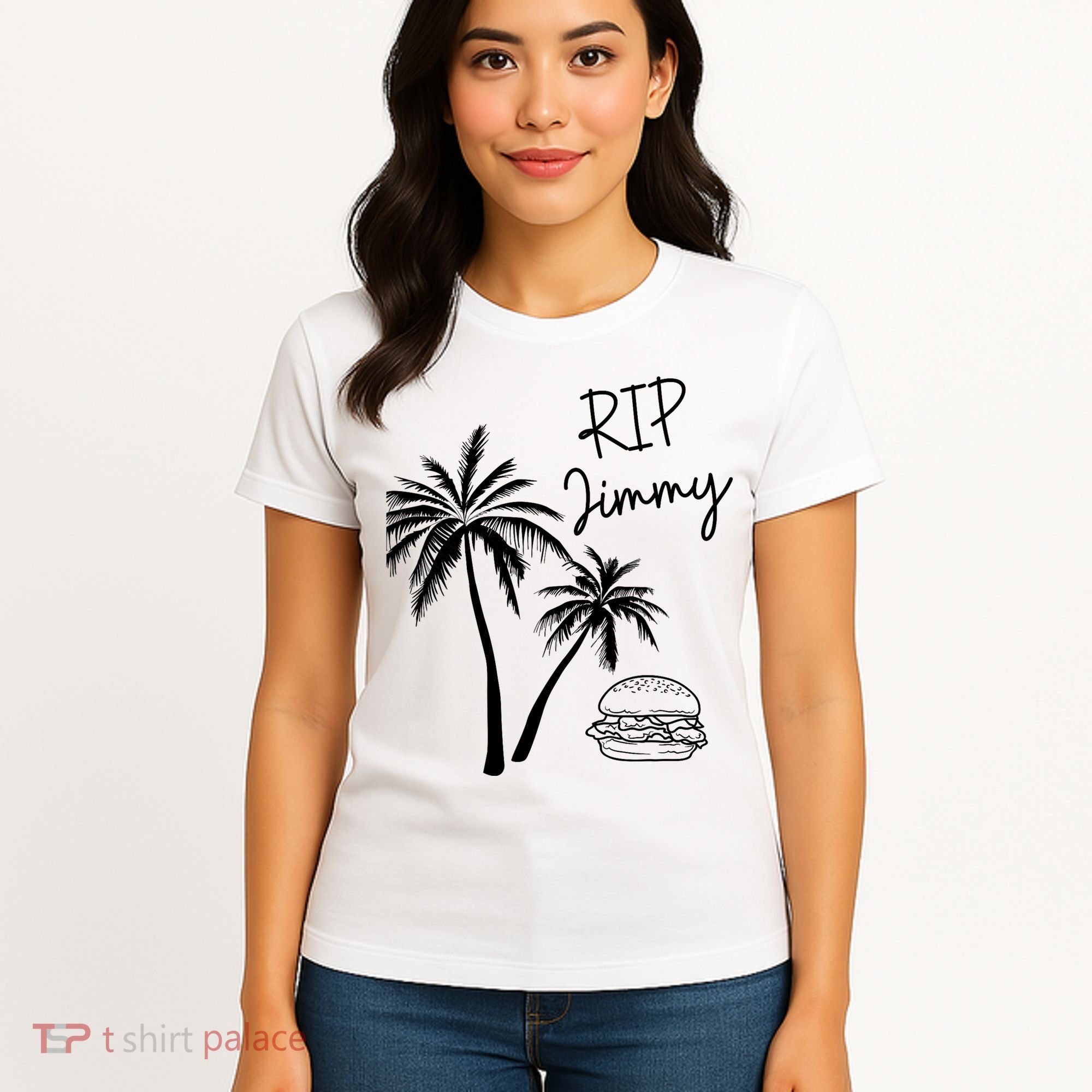 Rest In Peace Jimmy Cheeseburger Palm Trees Women's T-Shirt