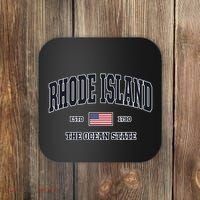 Rhode Island Patriotic American Flag Veteran Gifts Coaster thumb 0